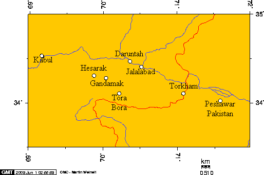 Tora Bora, Kabul, Peshawar, and other cities in Nangarhar Province.