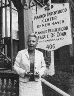 Estelle Griswold, in front of the New Haven, Connecticut Planned Parenthood